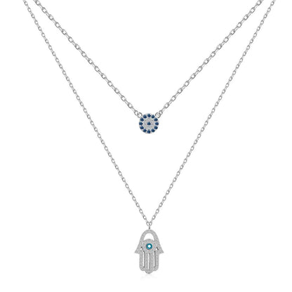 [Clover Jewelrys]Demon Eye Hamsa Palm Necklace