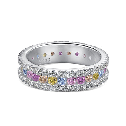 [Clover Jewelrys]Delicate Colorful Round Cut Daily Ring