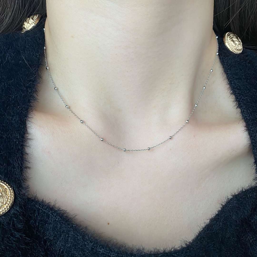 [Clover Jewelrys]Small Bead Clavicle Chain Simple Necklace