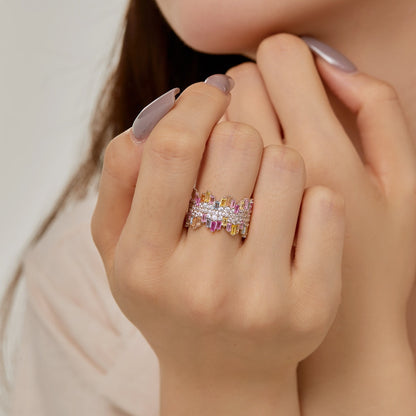 [Clover Jewelrys]Luxurious Colorful Radiant Cut Daily Ring