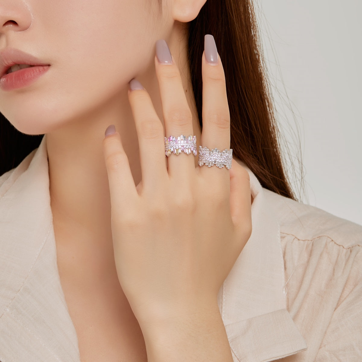 [Clover Jewelrys]Luxurious Colorful Radiant Cut Daily Ring