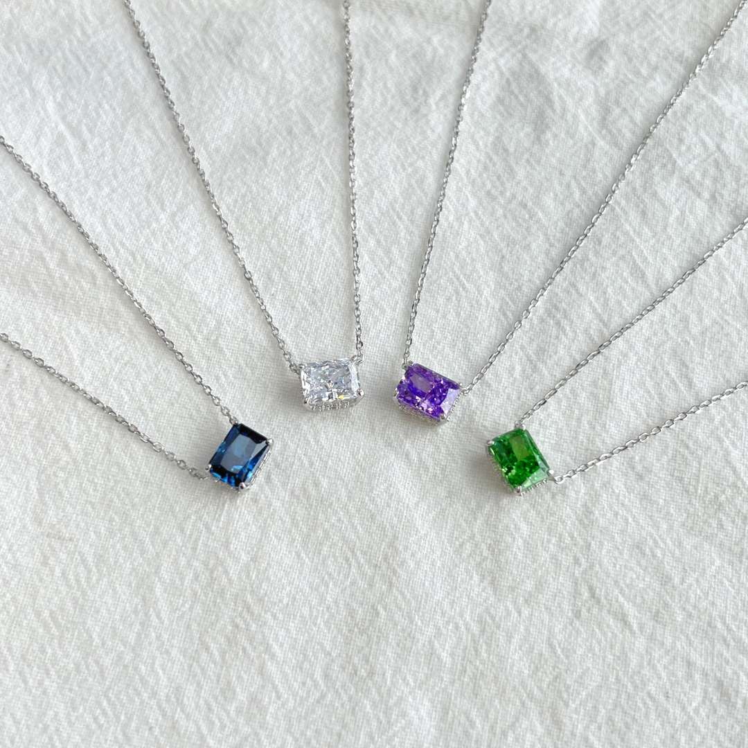 [Clover Jewelrys]Luxurious Square Shape Colorful Necalack