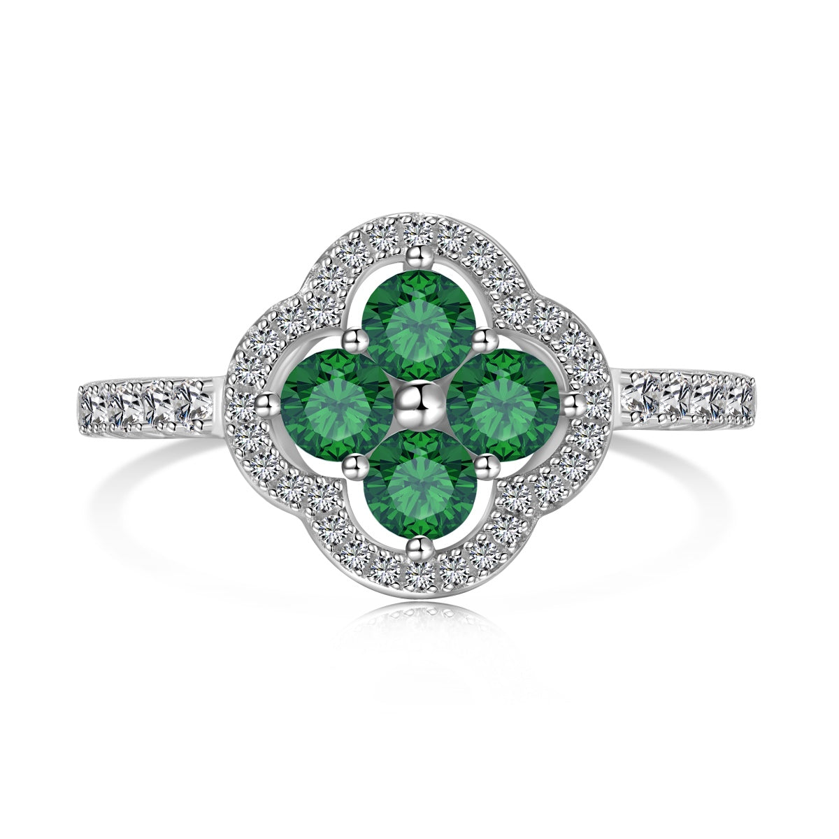 [Clover Jewelrys]Four Leaf Clover Flower Design Ring