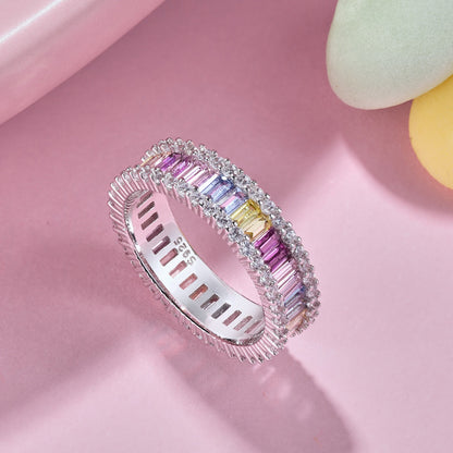 [Clover Jewelrys]Dainty Kaleidoscopic Emerald Cut Daily Ring