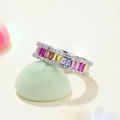 [Clover Jewelrys]Dainty Kaleidoscopic Emerald Cut Daily Ring