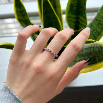 [Clover Jewelrys]Exquisite Colorful Round Cut Tennis Ring