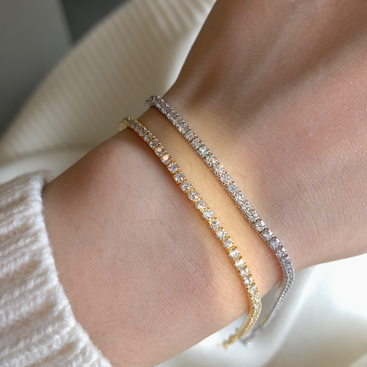 [Clover Jewelrys]Radiant Shinning Princess Cut Tennis Bracelet