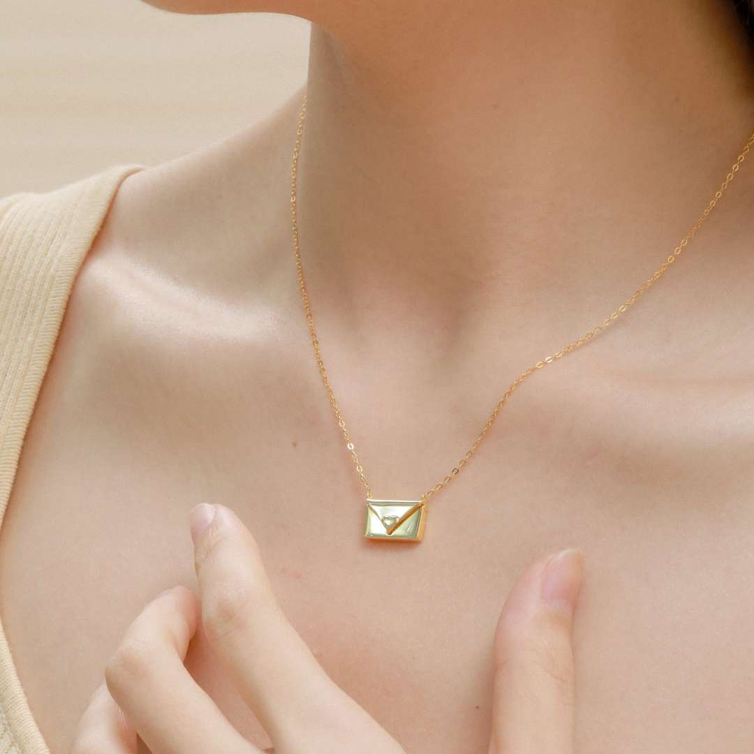 [Clover Jewelrys]Envelope Heart Shape Mother's Day Necklace