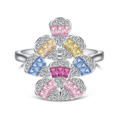 [Clover Jewelrys]Sparkling Colorful Water Drop Shape Daily Ring