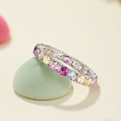 [Clover Jewelrys]Dazzling Lustrous Round Cut Tennis Ring