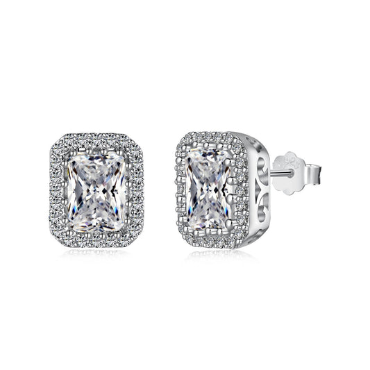 [Clover Jewelrys]1.0 Carat Luxurious Dainty Emerald Cut Daily Earrings