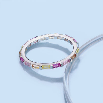 [Clover Jewelrys]Exquisite Multicolored Emerald Cut Daily Ring