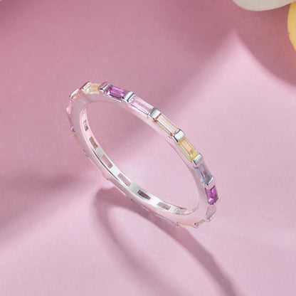 [Clover Jewelrys]Exquisite Multicolored Emerald Cut Daily Ring