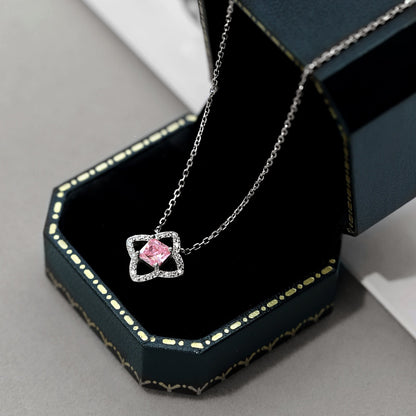 [Clover Jewelrys]Exquisite Flower Shape Princess Cut Necklace