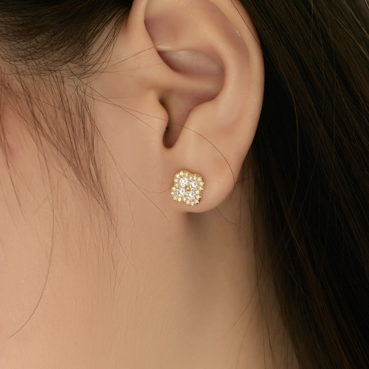 [Clover Jewelrys]Four-Leaf Clover Flower Shaped Earrings