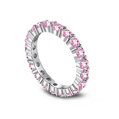 [Clover Jewelrys]Sparkling Round Cut Tennis Ring