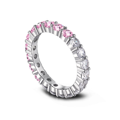 [Clover Jewelrys]Sparkling Round Cut Tennis Ring