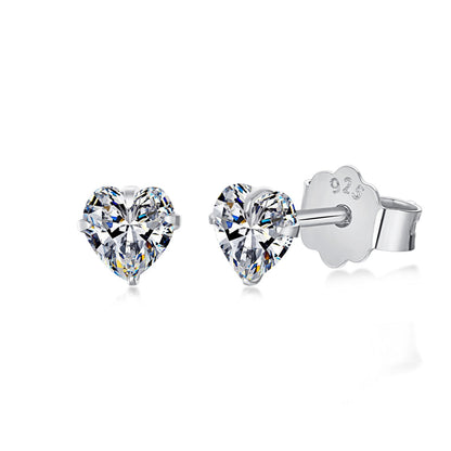 [Clover Jewelrys]Sparkling Heart Shaped Simple Earrings