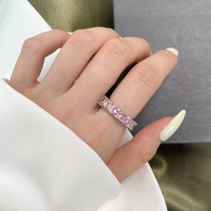 [Clover Jewelrys]Elegant Princess Cut Tennis Ring