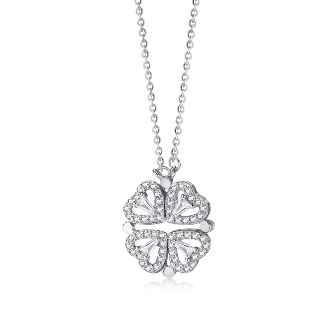 [Clover Jewelrys]Ornate Heart Cut Flower Shape Necklace