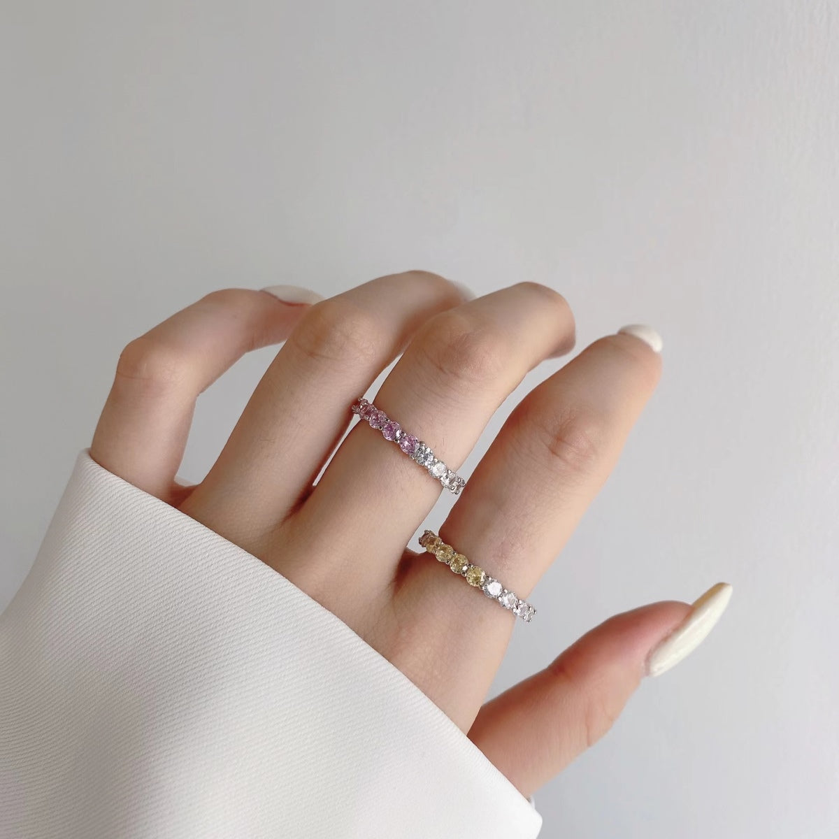 [Clover Jewelrys]Sparkling Round Cut Tennis Ring