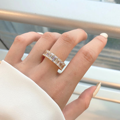 [Clover Jewelrys]0.75 Carat Elegant Emerald Cut Tennis Ring