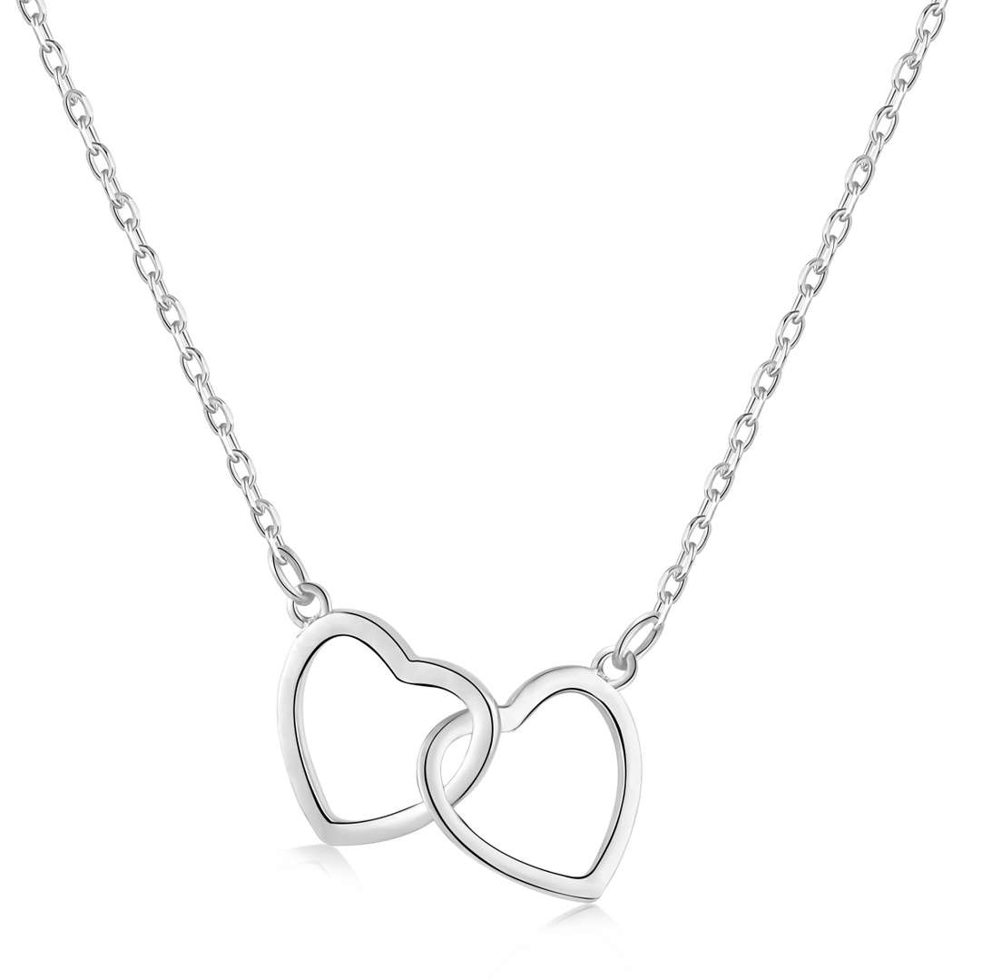 [Clover Jewelrys]Sterling Silver Love Double Ring Necklace