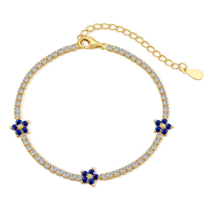 [Clover Jewelrys]Sparkling Flower Shape Tennis Bracelet