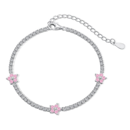 [Clover Jewelrys]Sparkling Flower Shape Tennis Bracelet