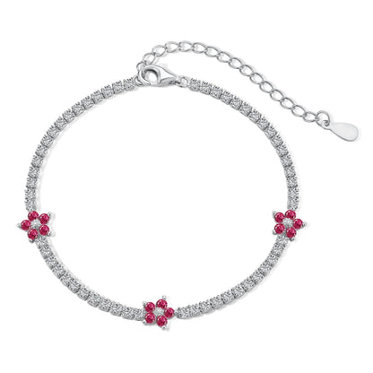 [Clover Jewelrys]Sparkling Flower Shape Tennis Bracelet