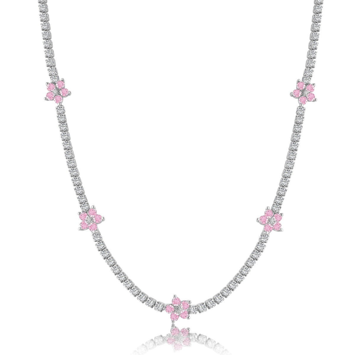 [Clover Jewelrys]Luxurious Colorful Flower Tennis Necklace