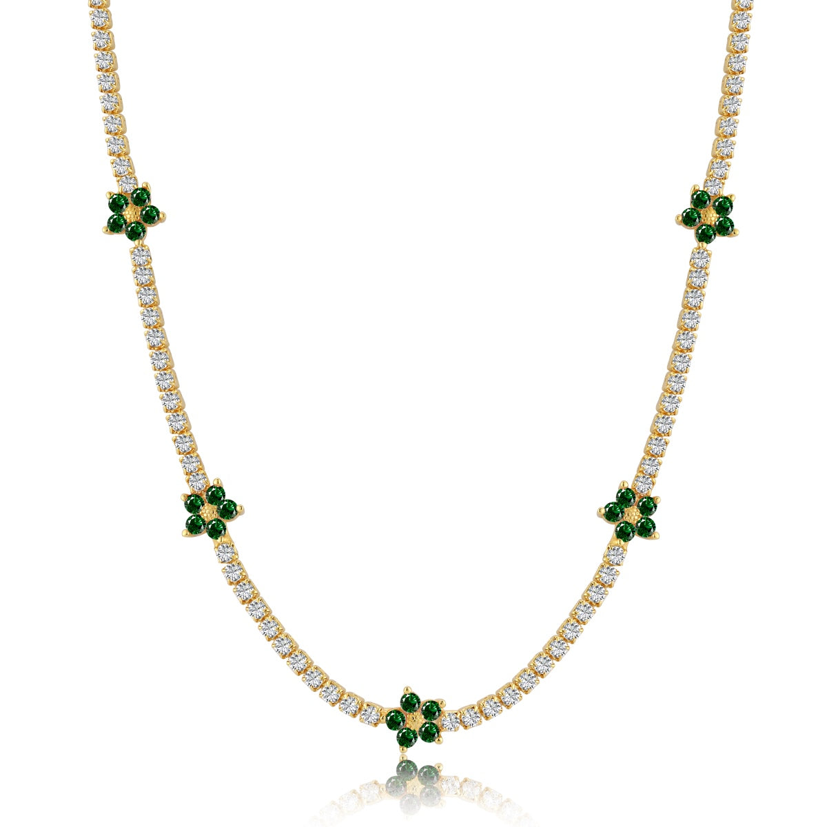 [Clover Jewelrys]Luxurious Colorful Flower Tennis Necklace