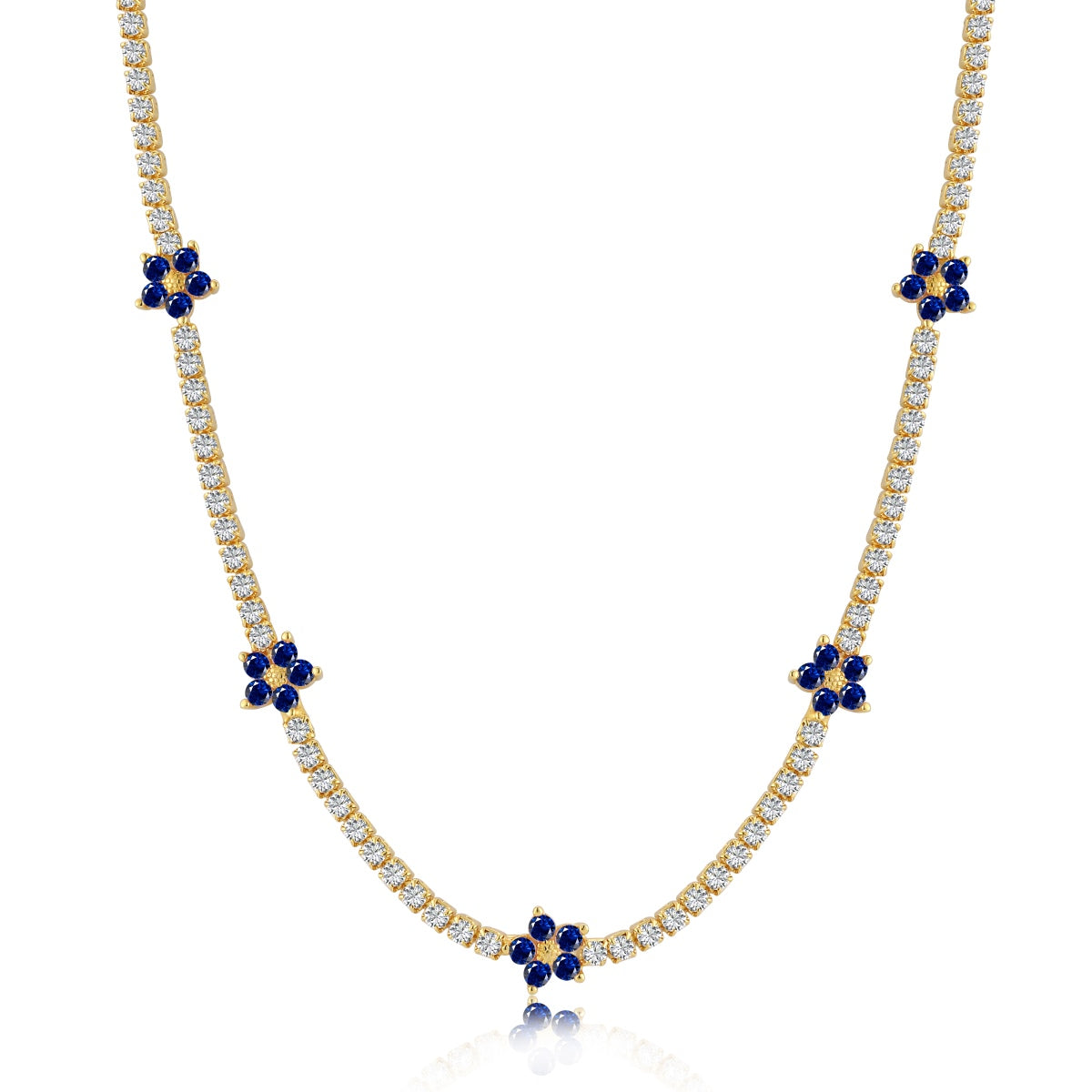 [Clover Jewelrys]Luxurious Colorful Flower Tennis Necklace