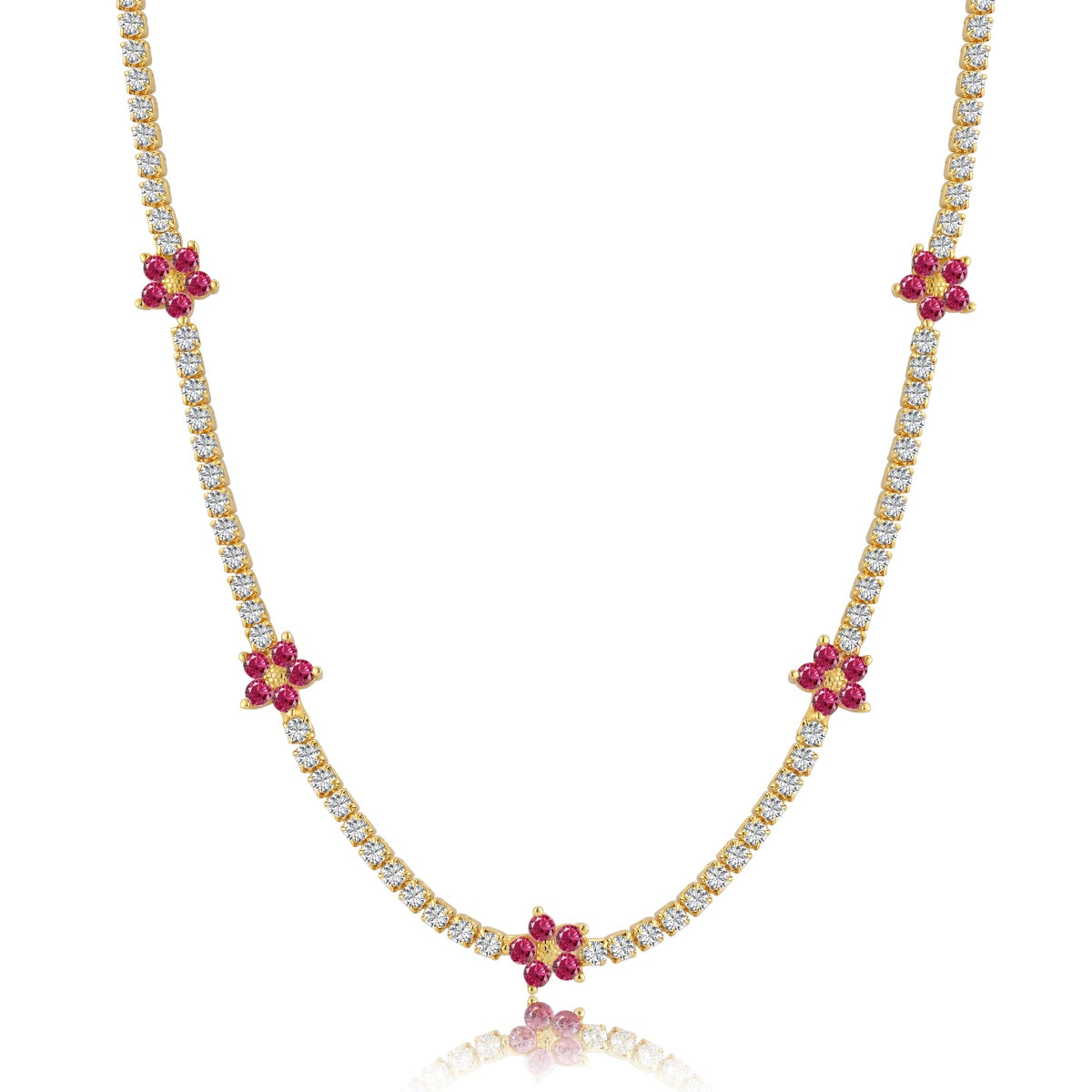 [Clover Jewelrys]Luxurious Colorful Flower Tennis Necklace