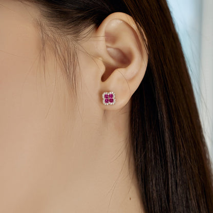 [Clover Jewelrys]Four-Leaf Clover Flower Shaped Earrings