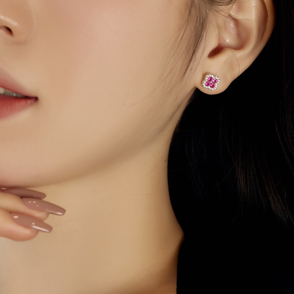 [Clover Jewelrys]Four-Leaf Clover Flower Shaped Earrings