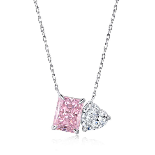 [Clover Jewelrys]Dazzling Square & Heart Shape Necklace