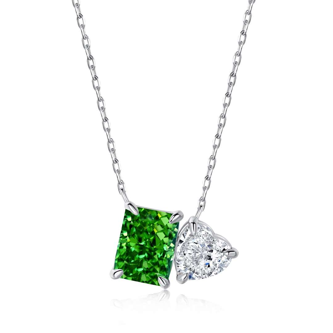 [Clover Jewelrys]Dazzling Square & Heart Shape Necklace