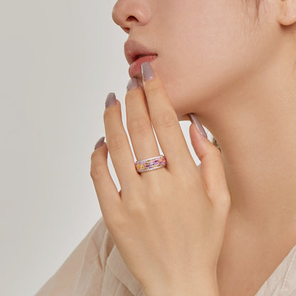 [Clover Jewelrys]Radiant Colorful Radiant Cut Daily Ring