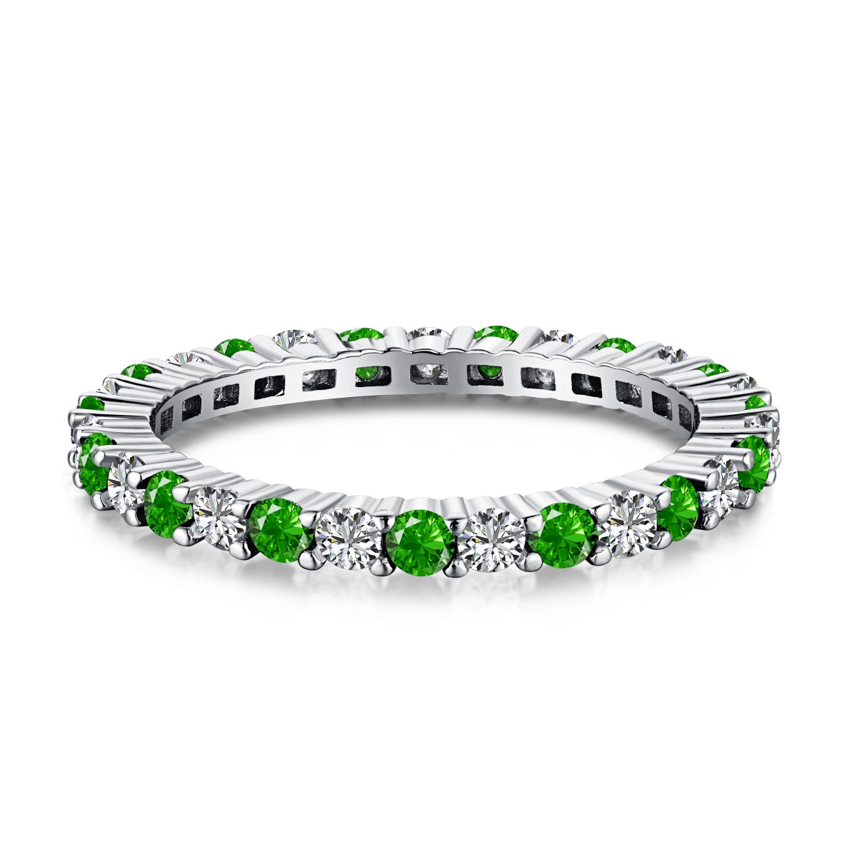 [Clover Jewelrys]Exquisite Colorful Round Cut Tennis Ring