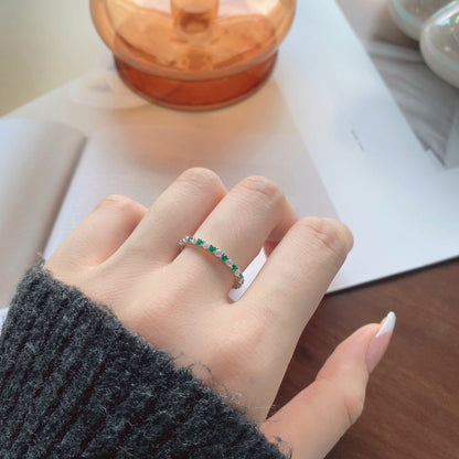 [Clover Jewelrys]Exquisite Colorful Round Cut Tennis Ring