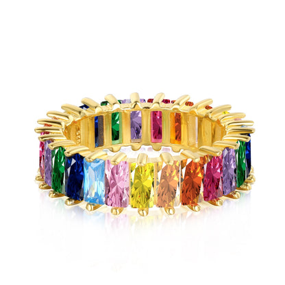 [Clover Jewelrys]Unique Colorful Radiant Cut RIng