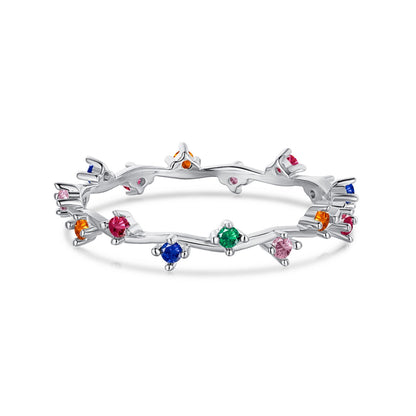 [Clover Jewelrys]Radiant Colorful Round Cut Daily Ring