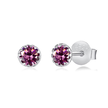 [Clover Jewelrys]Sparkling Colorful Round Shape Earrings