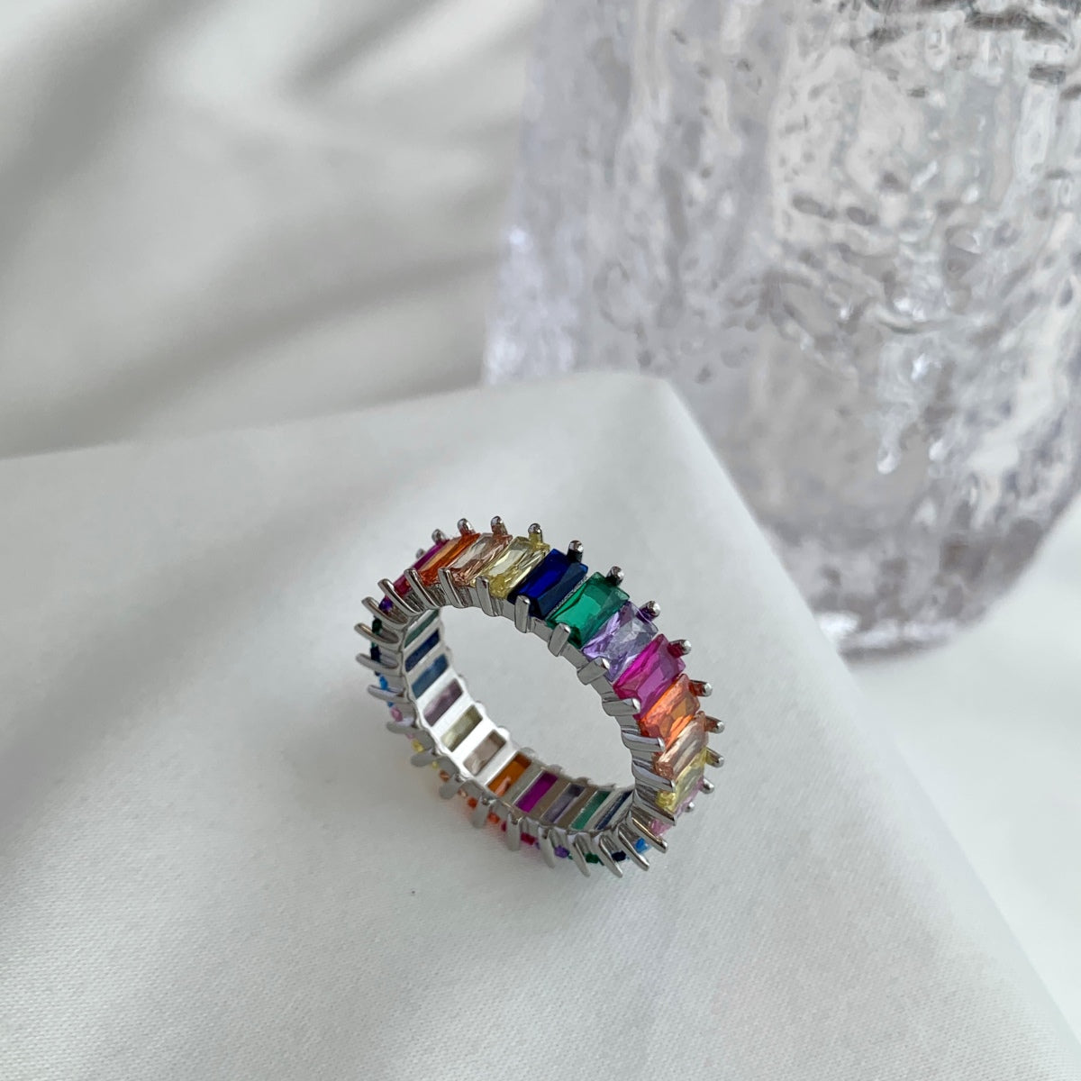 [Clover Jewelrys]Unique Colorful Radiant Cut RIng