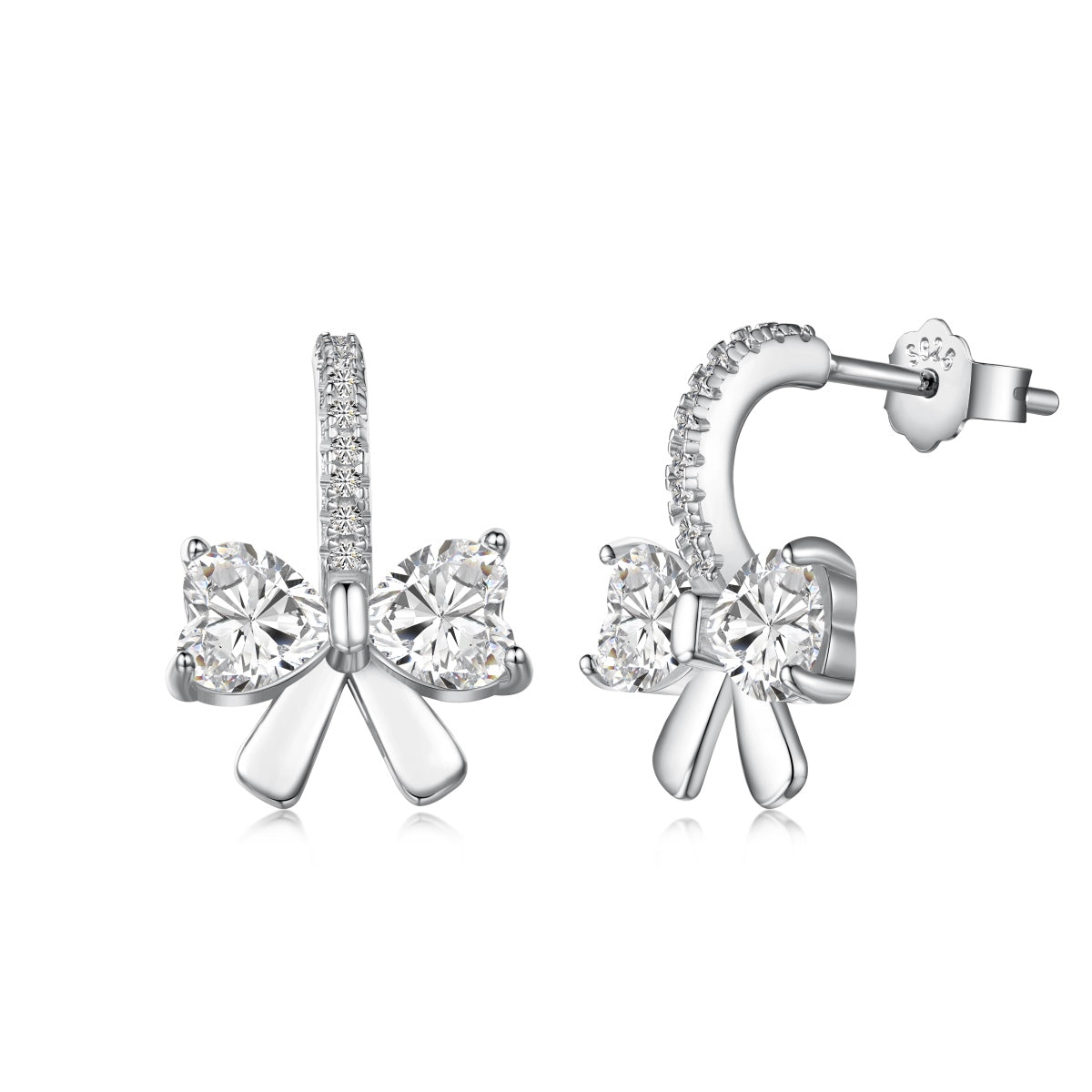 [Clover Jewelrys]Exquisite Earrings With Heart-Shaped Bow Design