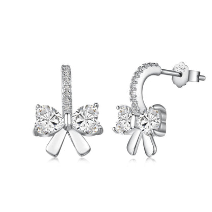 [Clover Jewelrys]Exquisite Earrings With Heart-Shaped Bow Design