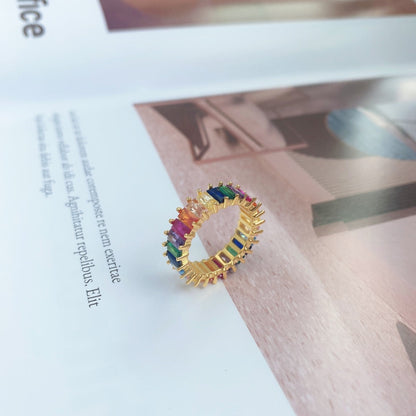 [Clover Jewelrys]Unique Colorful Radiant Cut RIng