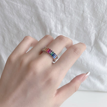 [Clover Jewelrys]Unique Colorful Radiant Cut RIng