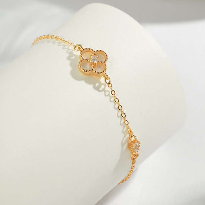 [Clover Jewelrys]Delicate Four Leaf Clover Bracelet